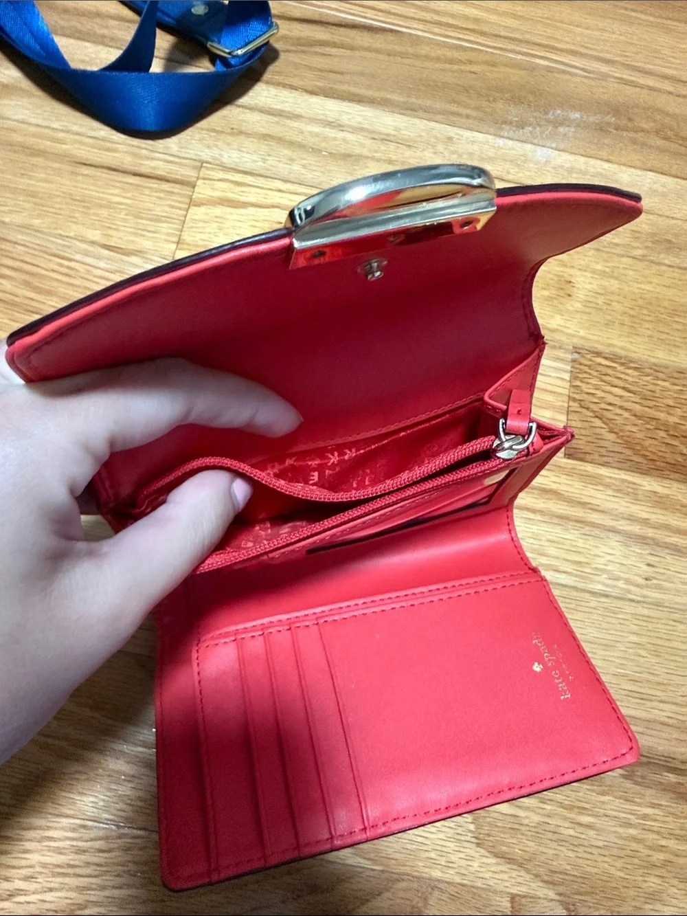 kate spade Coral Pebbled Leather Compact Wallet
